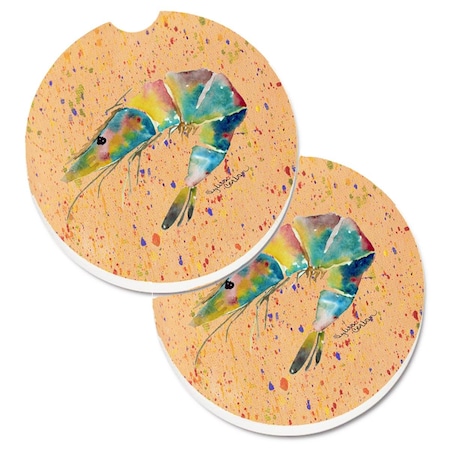 Carolines Treasures Shrimp Set of 2 Cup Holder Car Coaster 8469CARC
